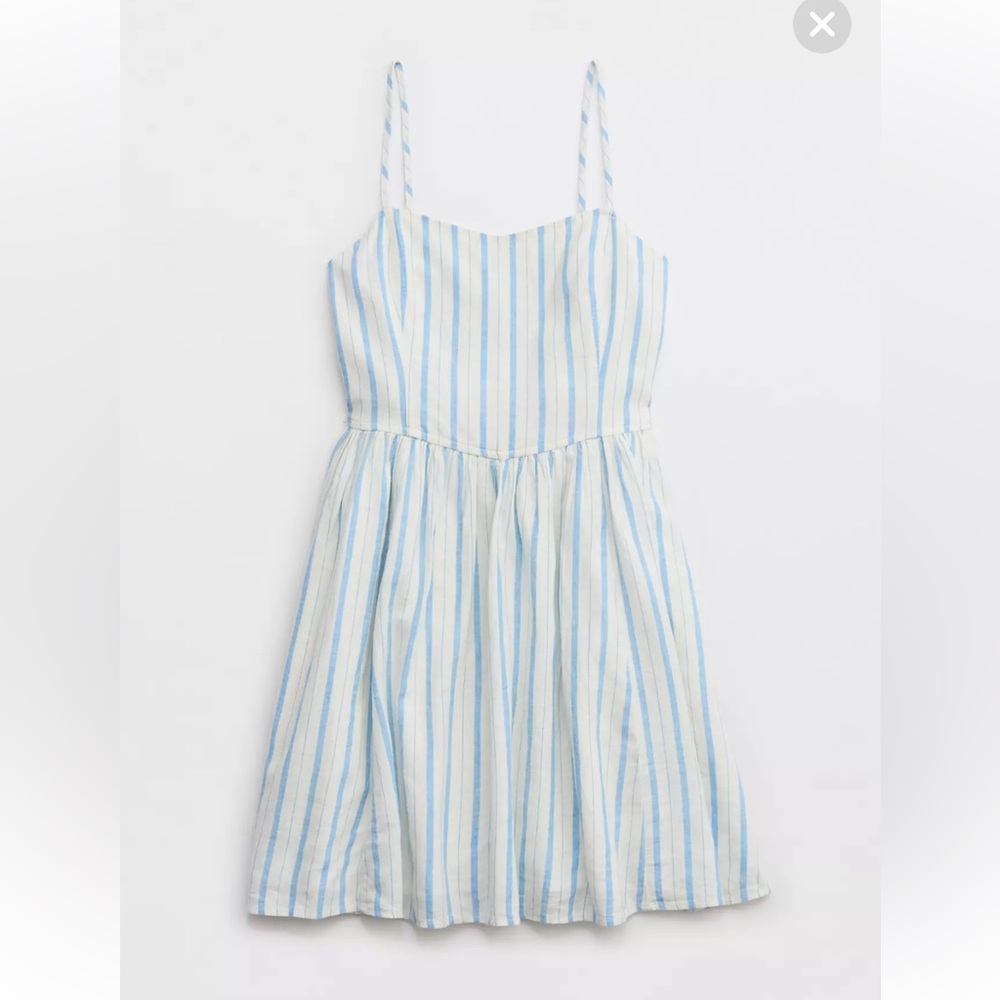 Aerie Love of Linen Blue and White Striped Dress